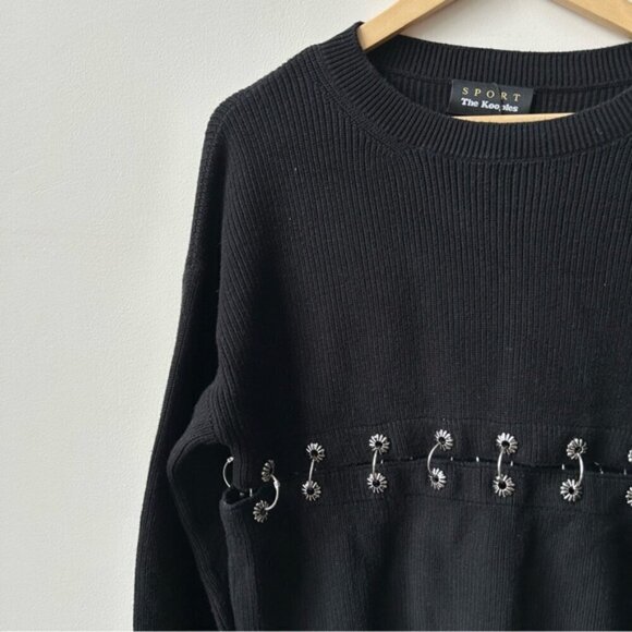 The Kooples Cotton Jumper With Piercings Black Size L - Picture 9 of 10